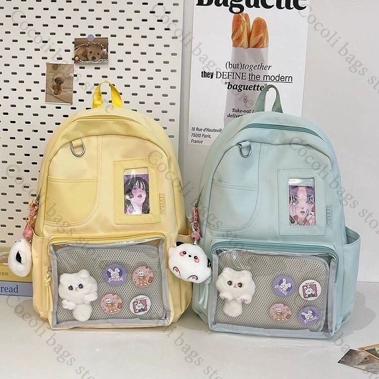Canvas Backpack Casual - Solid Color Candy Color Backpack Ita